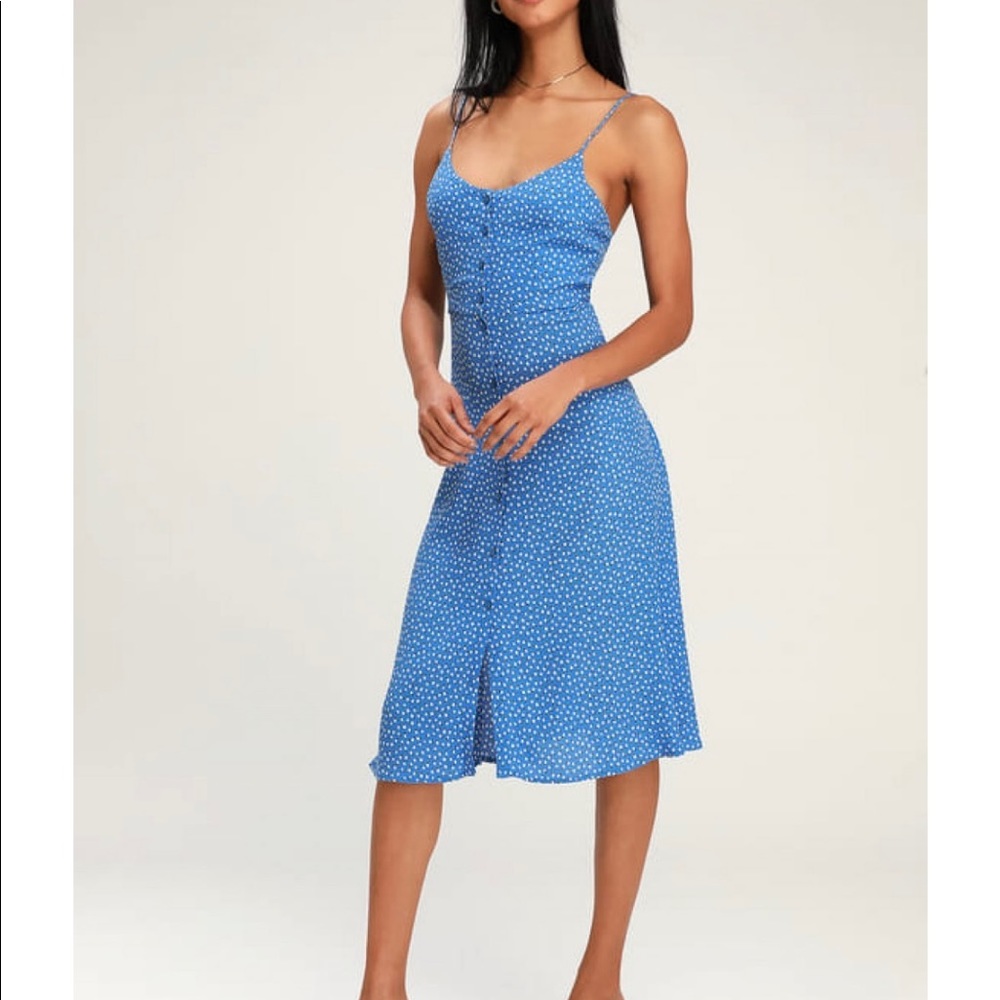 ✨ MIDSUMMER MINI BLUE TULIP PRINT MIDI DRESS ✨
